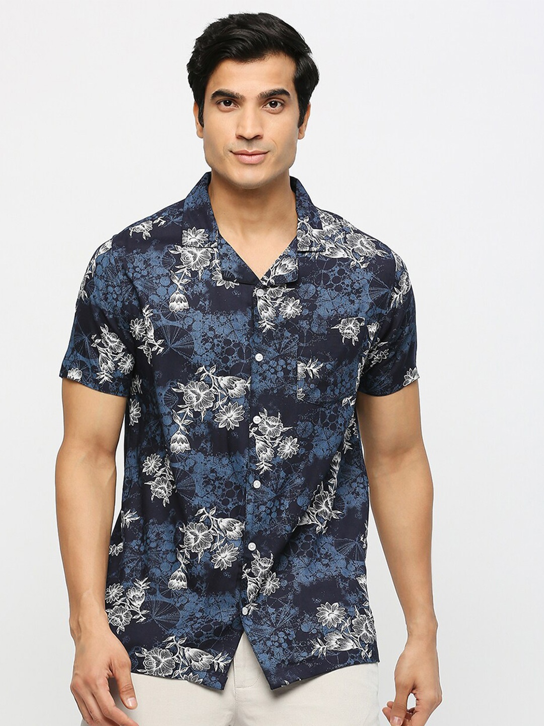

MOD ECRU Smart Floral Printed Casual Shirt, Navy blue