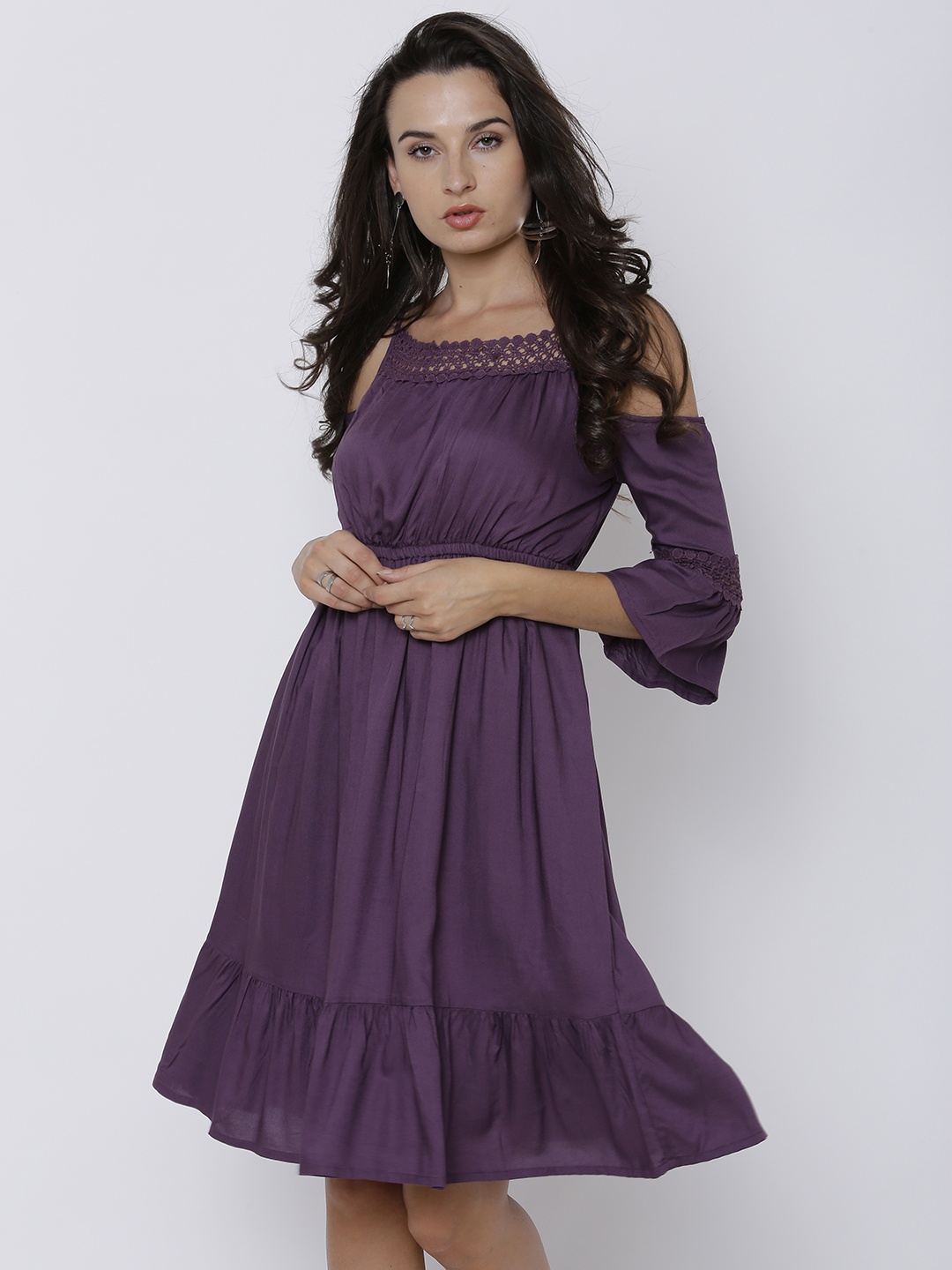

Tokyo Talkies Women Purple Solid Blouson Dress