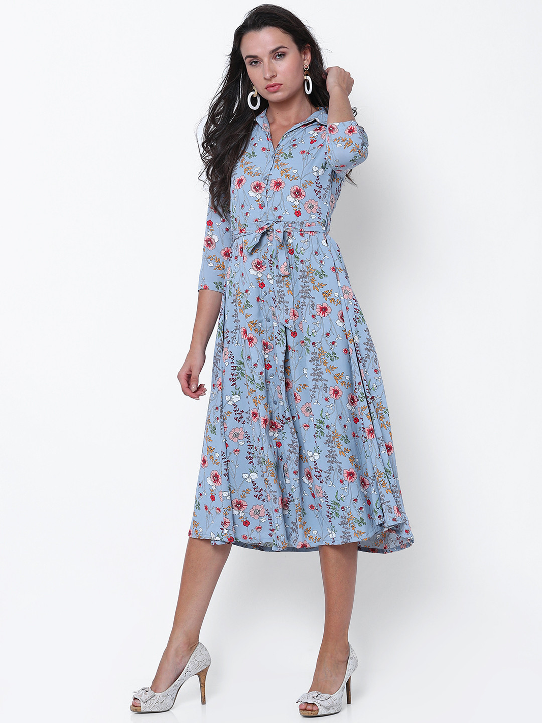 

Tokyo Talkies Women Blue Printed Shirt Dress