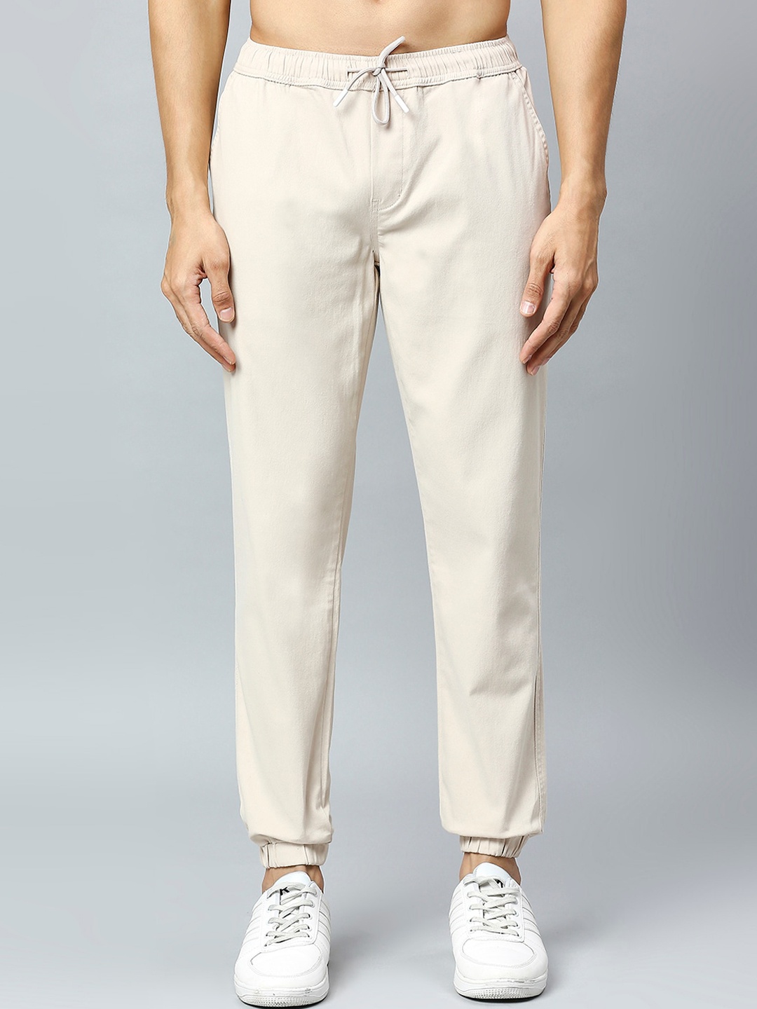 

Provogue Men Smart Slim Fit Mid-Rise Joggers, Beige