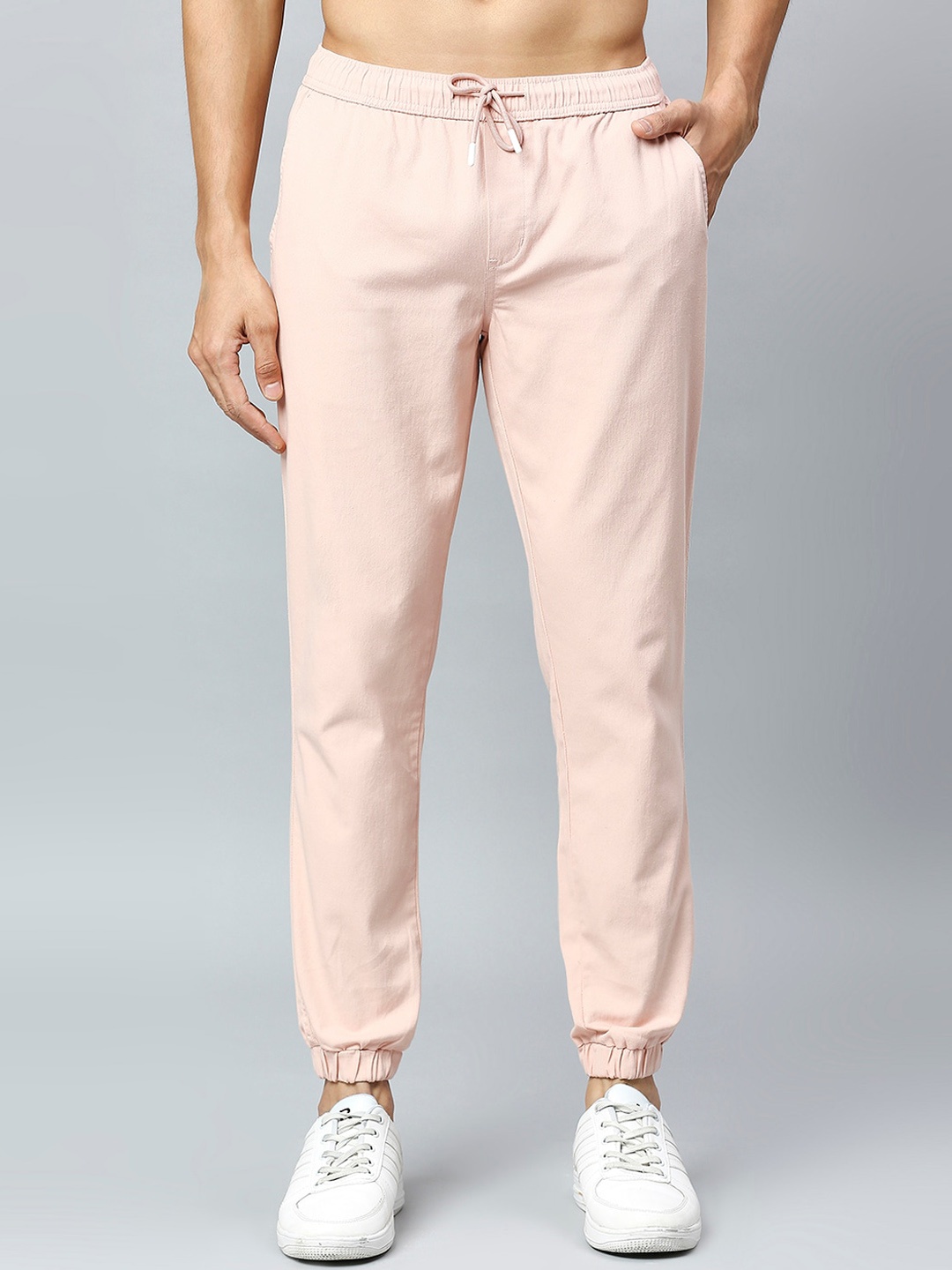 

Provogue Men Smart Slim Fit Mid-Rise Joggers, Peach