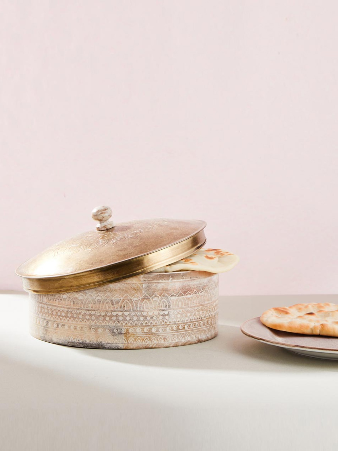 

Fabindia Beige Textured Wooden Chapati Box