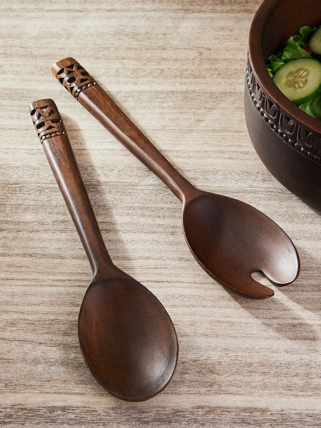 

Fabindia 2 Pcs Brown Samod Wood Salad Servers