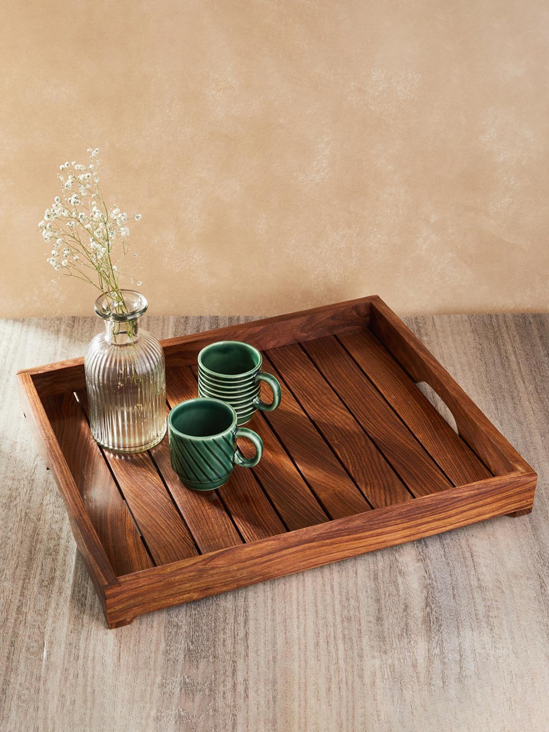 

Fabindia Brown Sheesham Wooden Tray