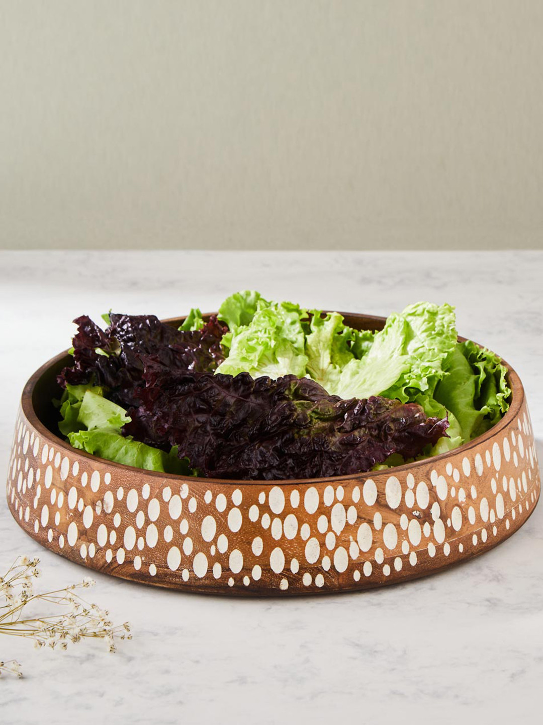 

Fabindia Brown Printed Wooden Serving Bowl - 550 ml