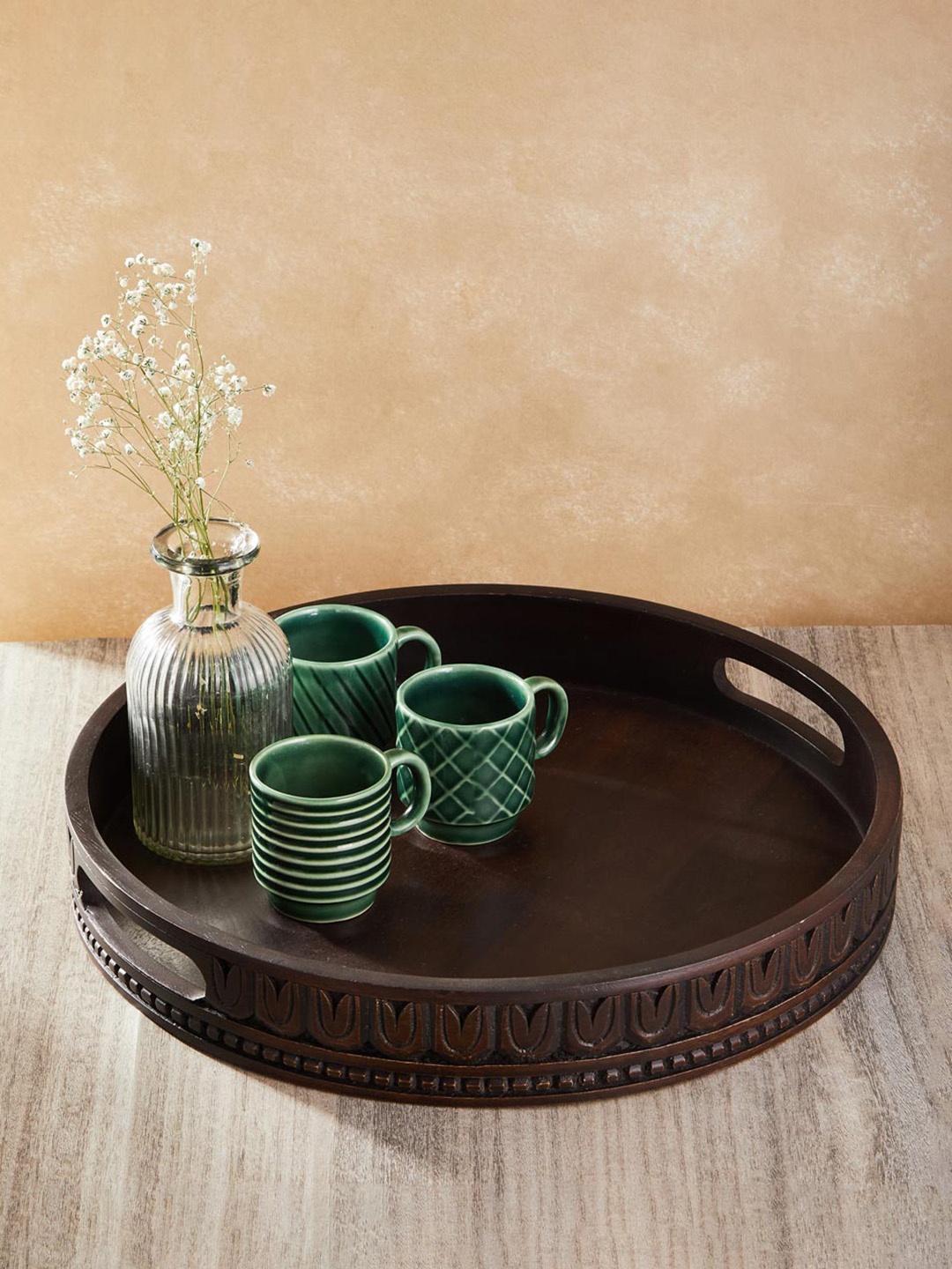 

Fabindia Brown Self-designed Wooden Tray