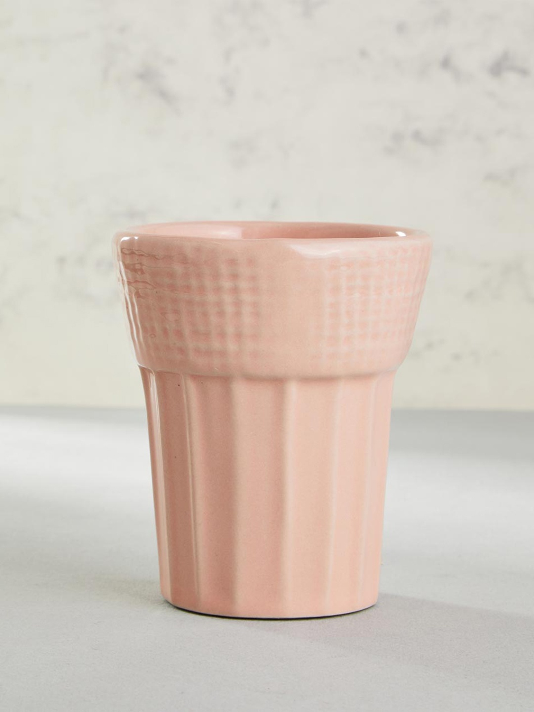 

Fabindia Peach Coloured Textured Ceramic Matte Kulladhs - 100 ml