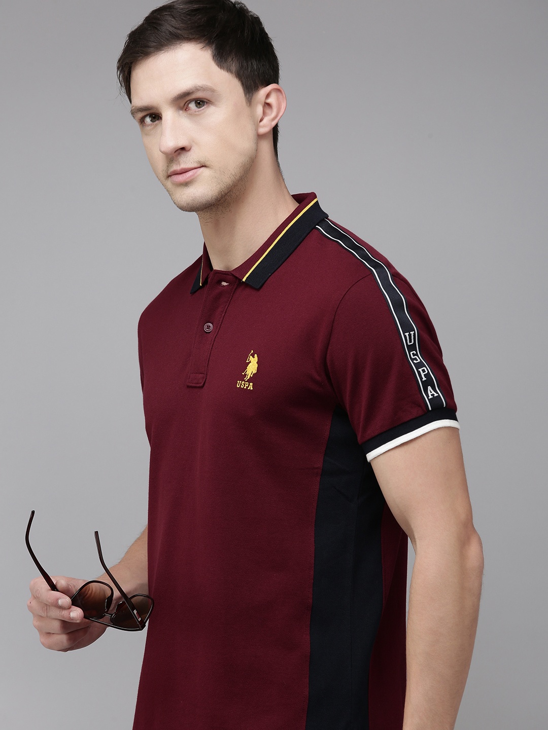 

U.S. Polo Assn. Polo Collar Pure Cotton Slim Fit T-shirt, Maroon