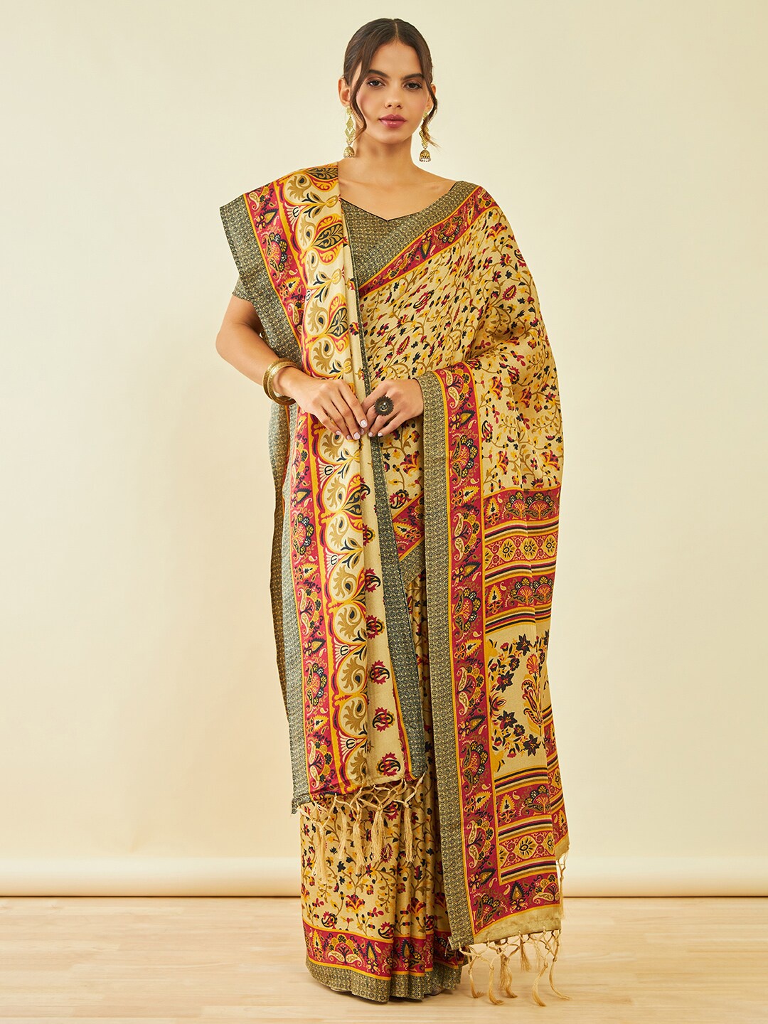 

Soch Floral Printed Pashmina Saree With Shawl, Beige