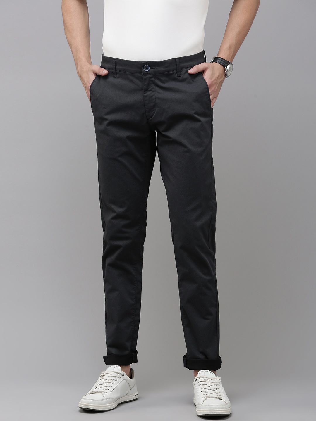 

U.S. Polo Assn. Men Mid-Rise Slim Fit Chinos Trousers, Black