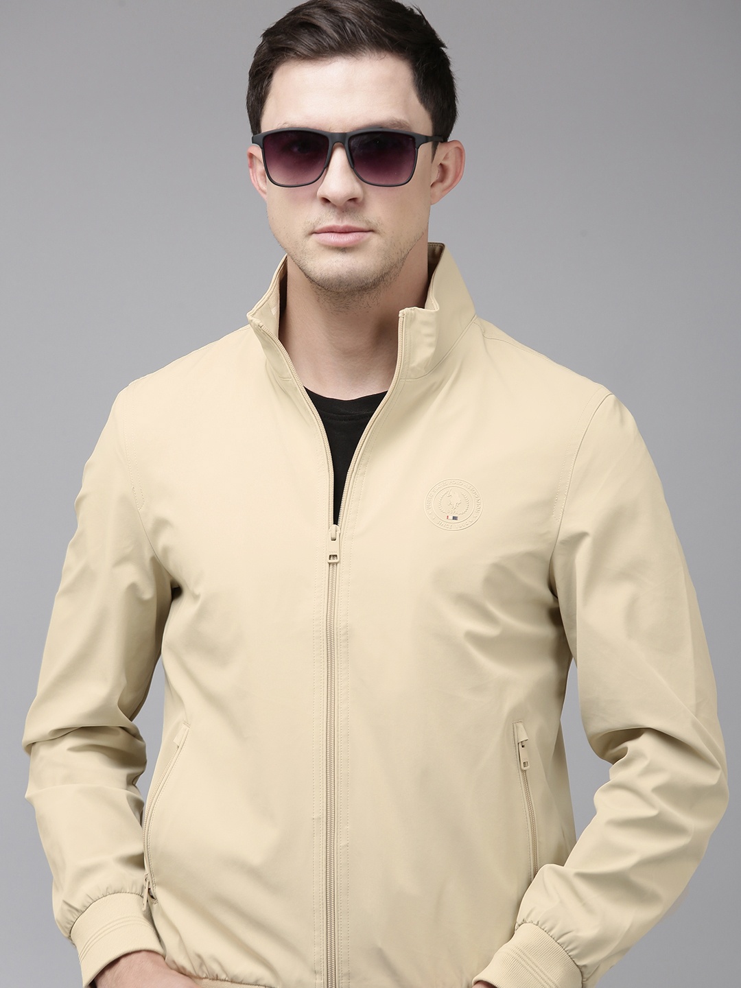 

U.S. Polo Assn. Mock Collar Bomber Jacket, Beige