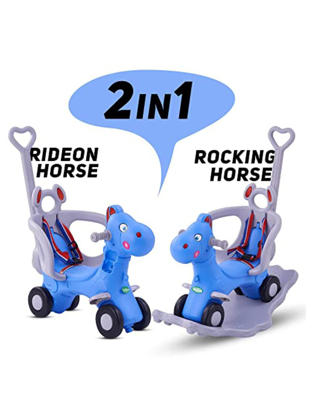 

BAYBEE Kids Two In One Horse Rider Anti-Slip Ride on Toy, Blue