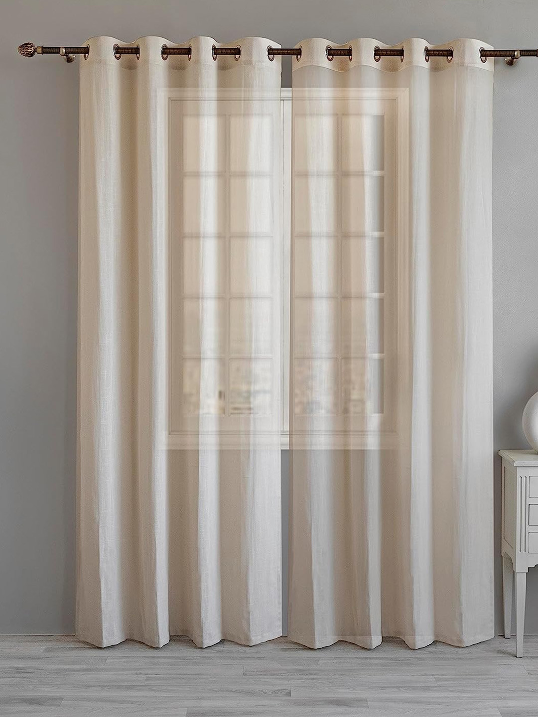 

LINENWALAS Happy Sleeping Beige 2-Pieces Sheer Door Curtain