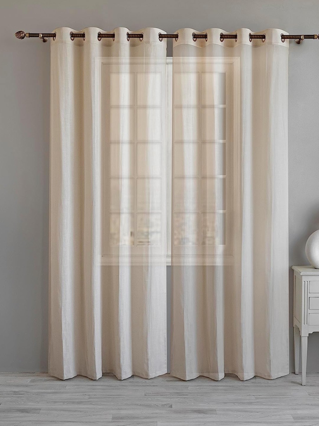 

LINENWALAS Happy Sleeping Beige 2-Pieces Sheer Door Curtain