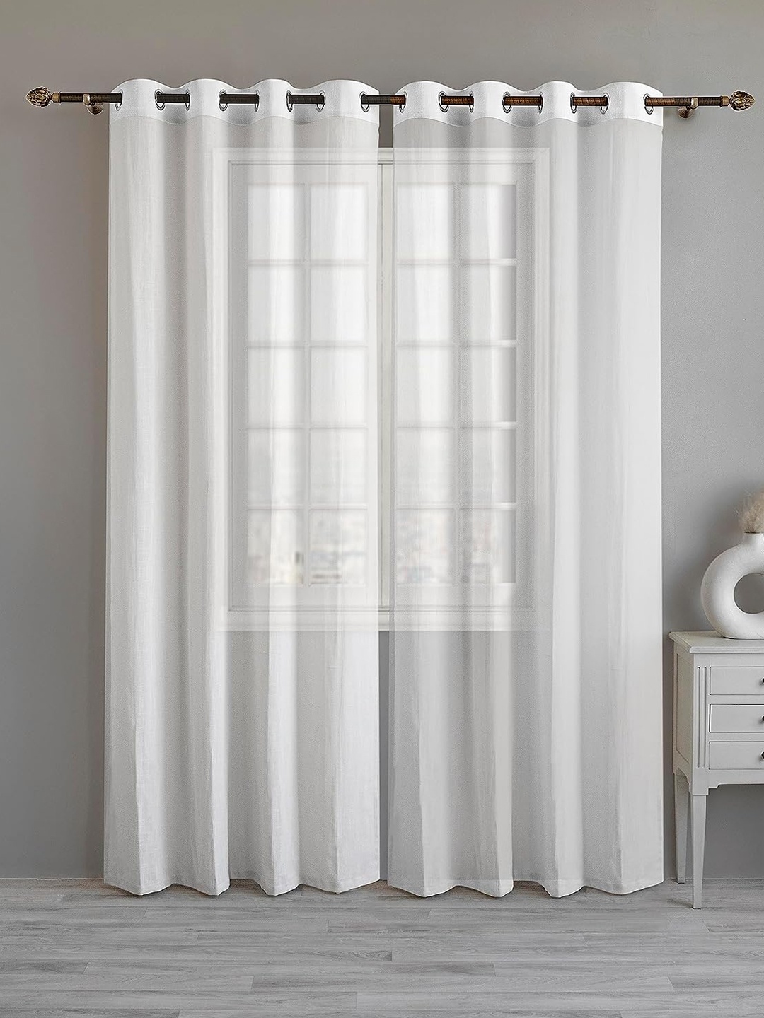 

LINENWALAS Happy Sleeping White Sheer Door Curtain