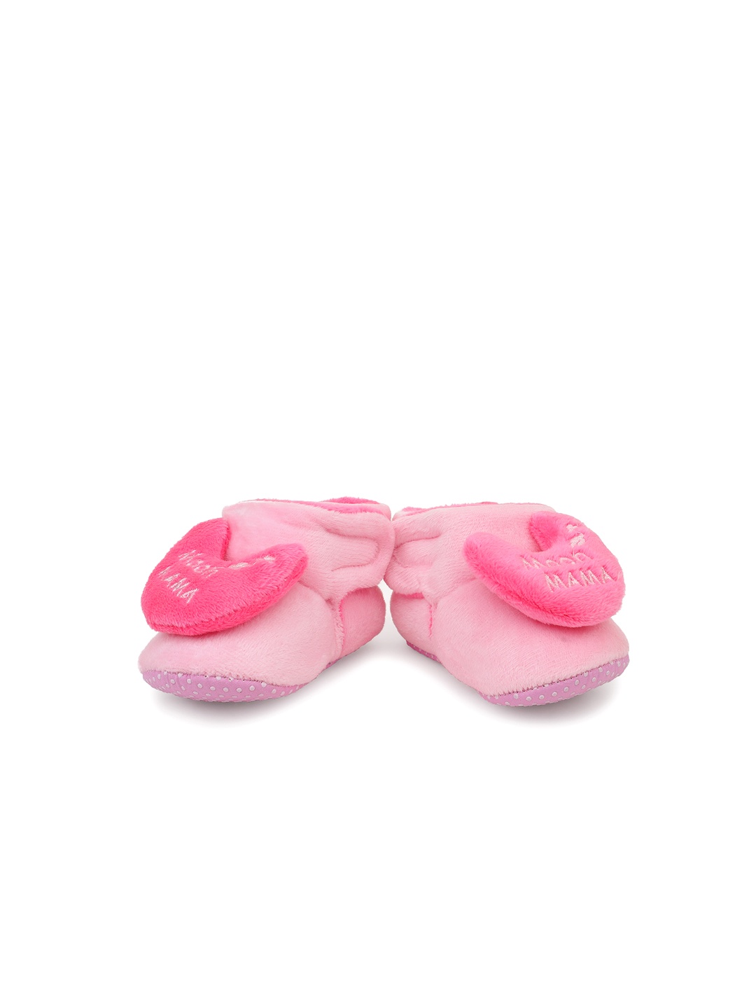 

Superminis Infants Moon Mama Embroidered Cotton Booties, Pink