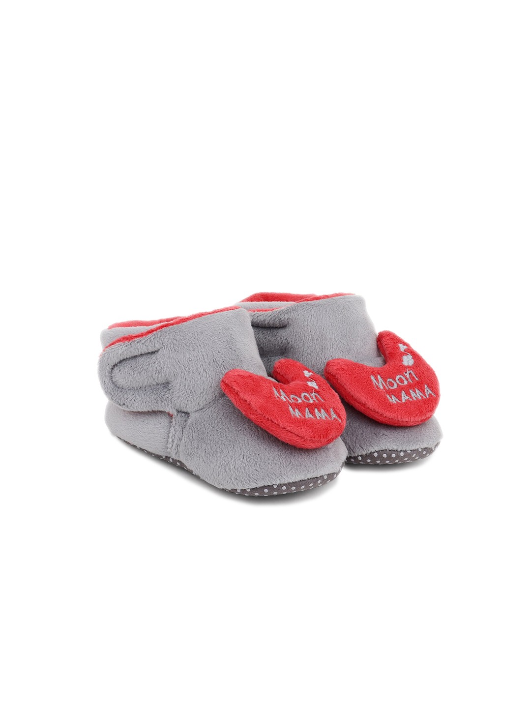 

Superminis Infants Moon Mama Embroidered Cotton Booties, Grey