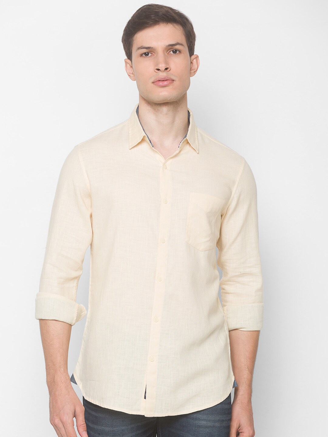 

SNX Classic Tailored Fit Pure Cotton Shirt, Beige