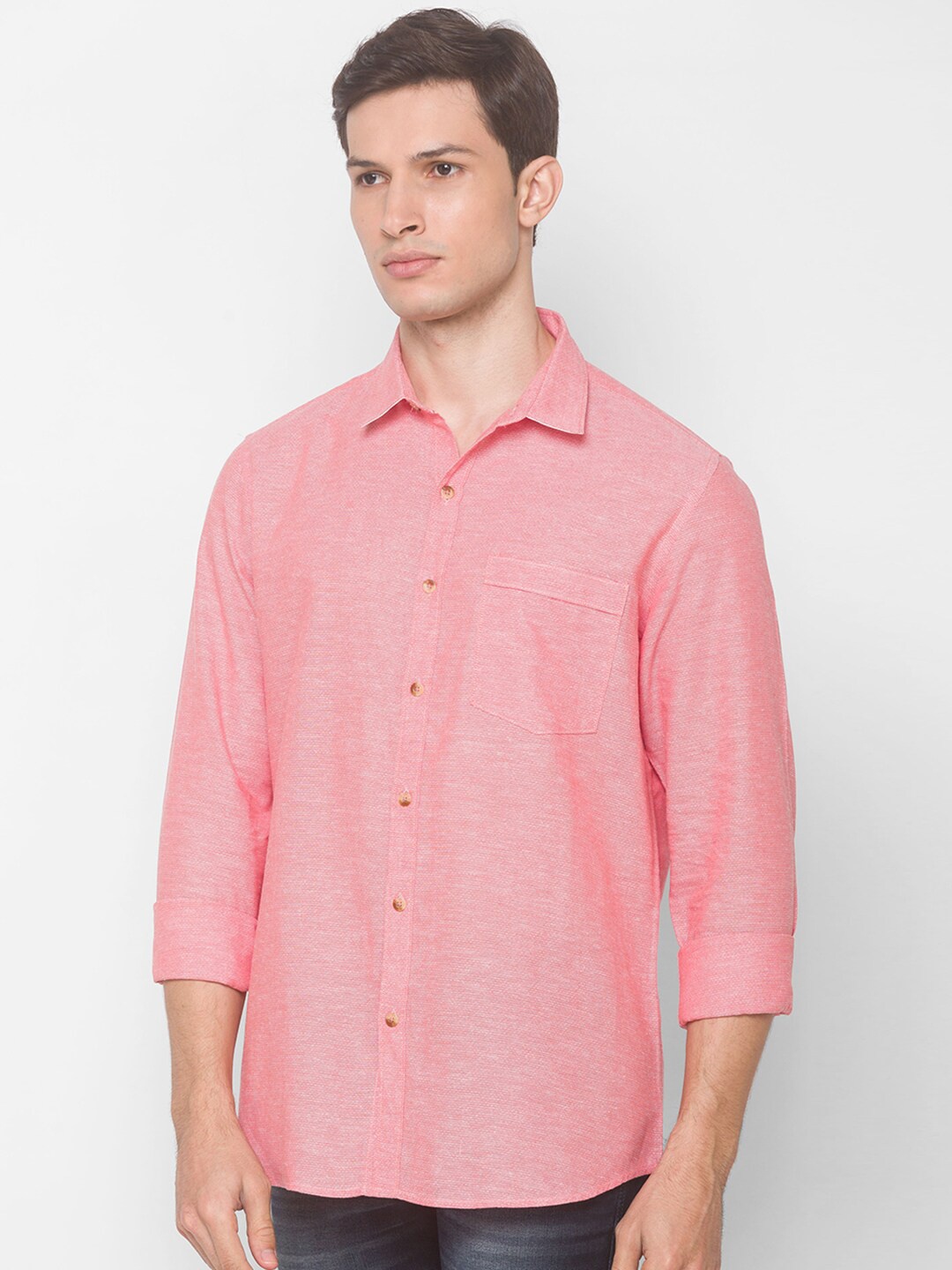 

SNX Classic Tailored Fit Pure Cotton Shirt, Pink