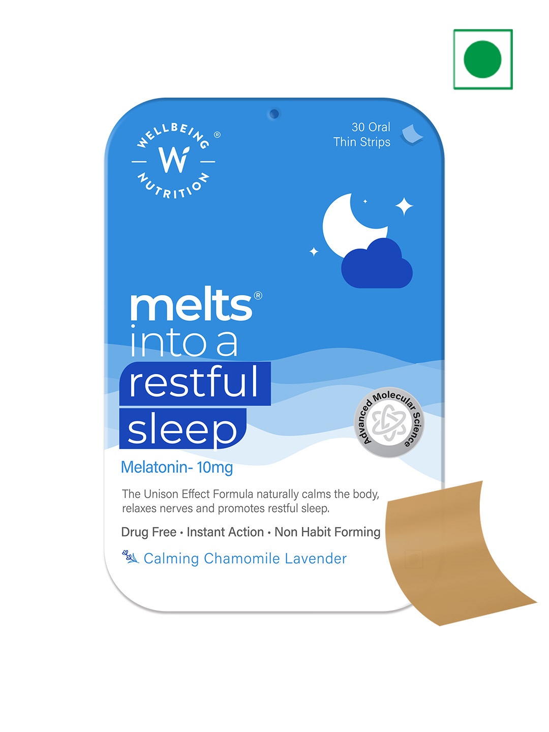 

Wellbeing Nutrition Melts Restful Sleep - Chamomile Lavender 10mg - 30 Veg Oral Strips, Blue