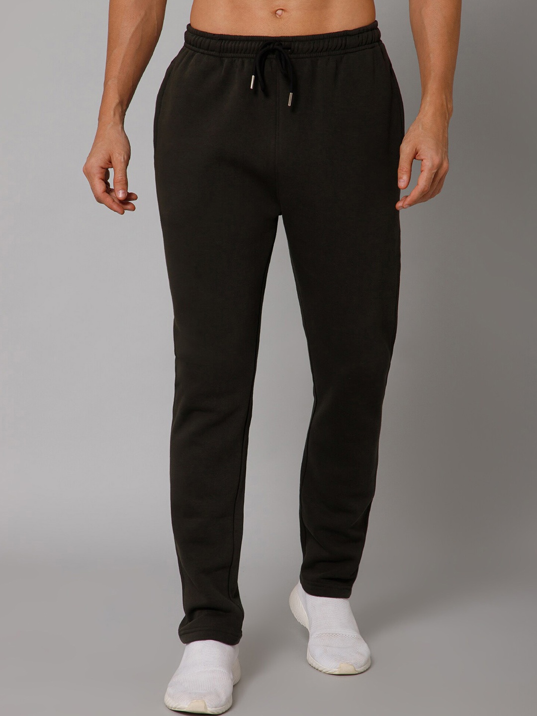 

Cantabil Men Mid-Rise Fleece Regular Track Pants, Olive