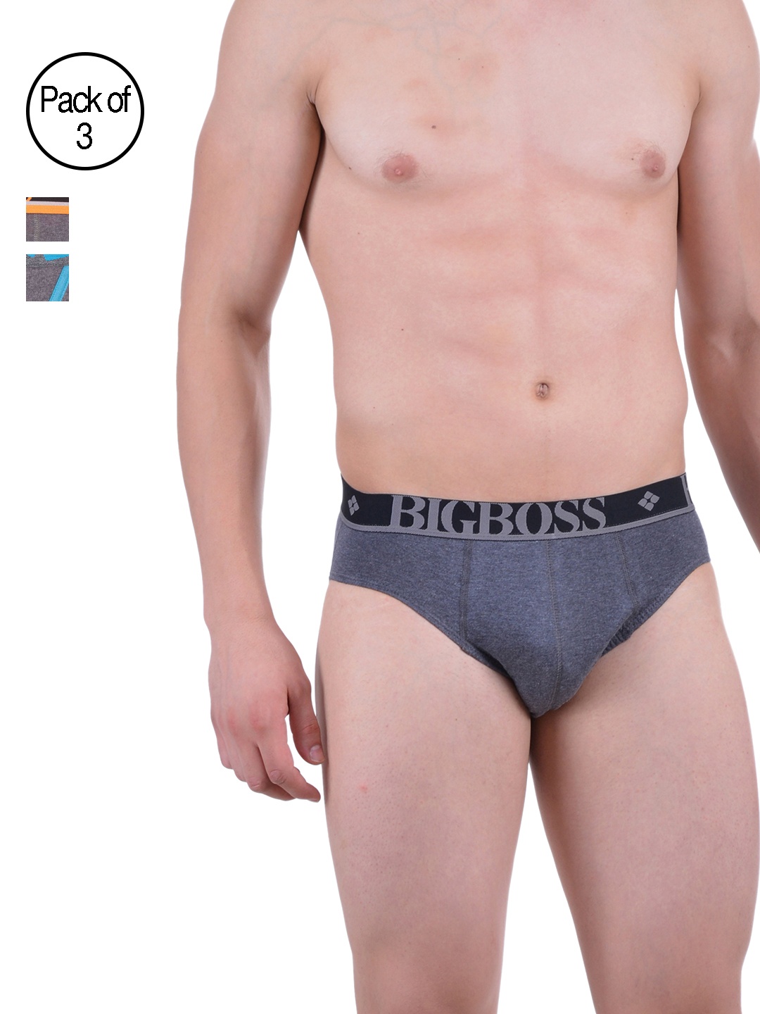 

Dollar Bigboss Men Pack of 3 Cotton Brief, Charcoal