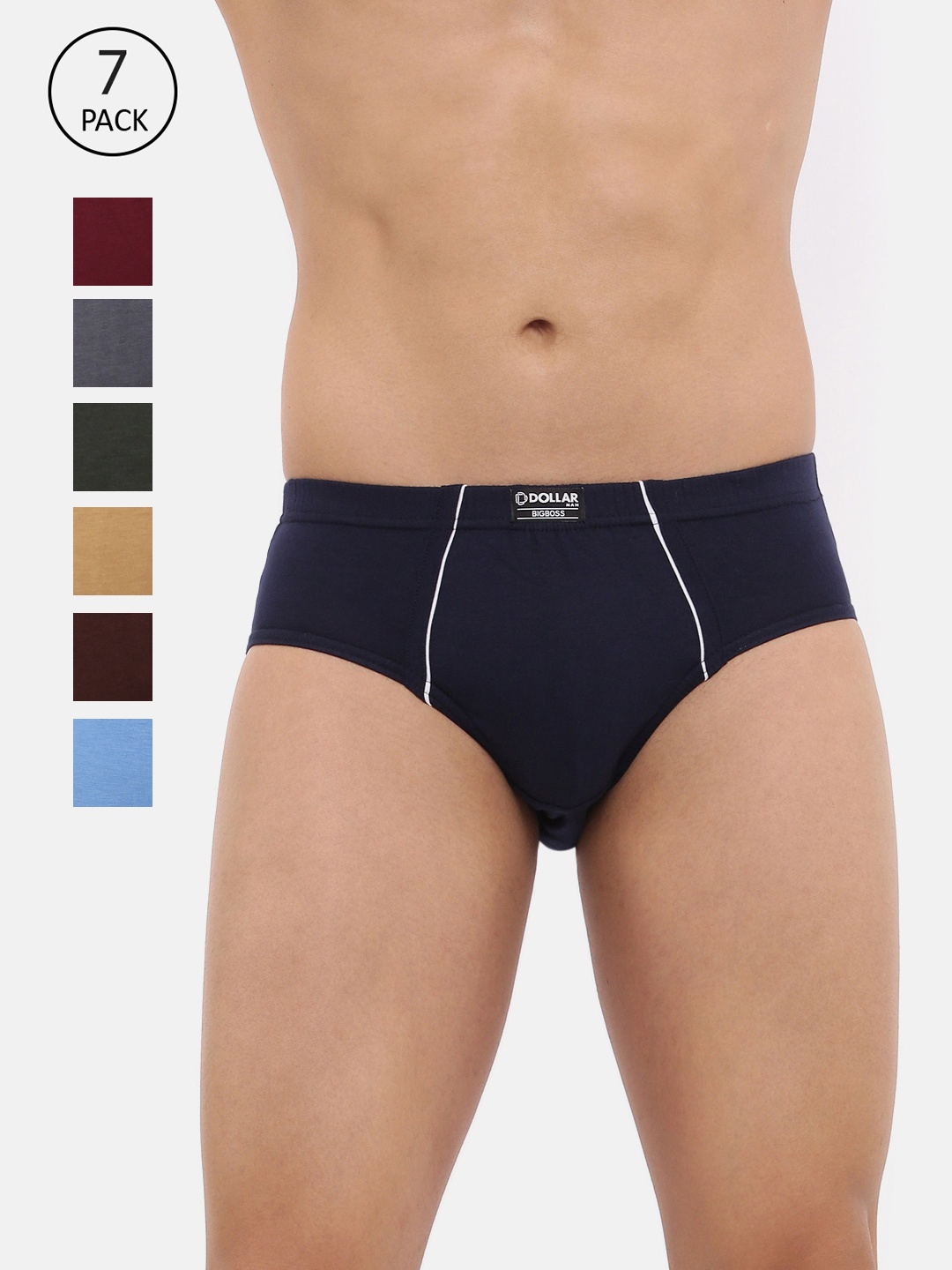 

Dollar Bigboss Men Multicoloured Pack of 7 Briefs MDBR-04-PO7, Multi