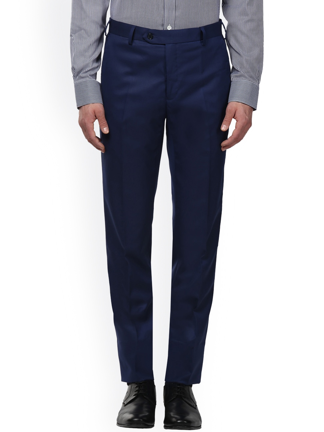 

Raymond Men Blue Slim Fit Solid Formal Trousers