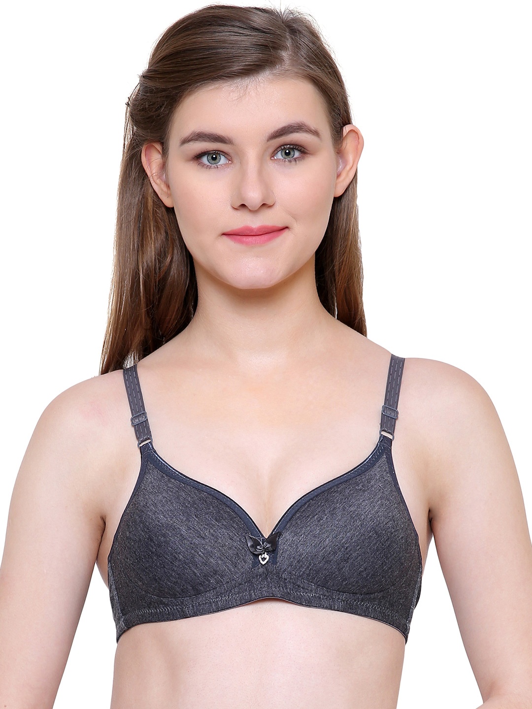 

Friskers Charcoal Grey Solid Underwired Heavily Padded Push-Up Bra O-2039-01-38C