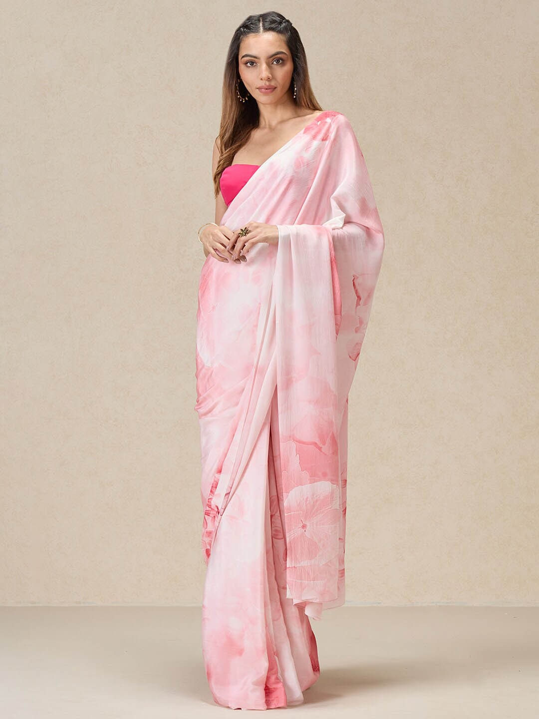 

navyasa by liva Floral Printed Liva Saree, Pink