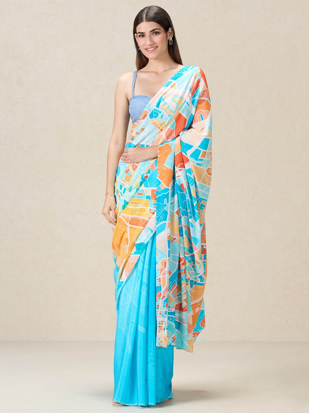 

navyasa by liva Geometric Printed Saree, Blue