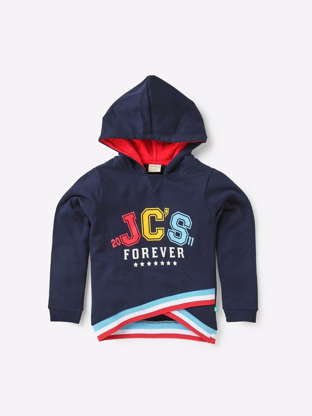 

JusCubs Girls Typography Printed Hooded Cotton Sweatshirt, Navy blue