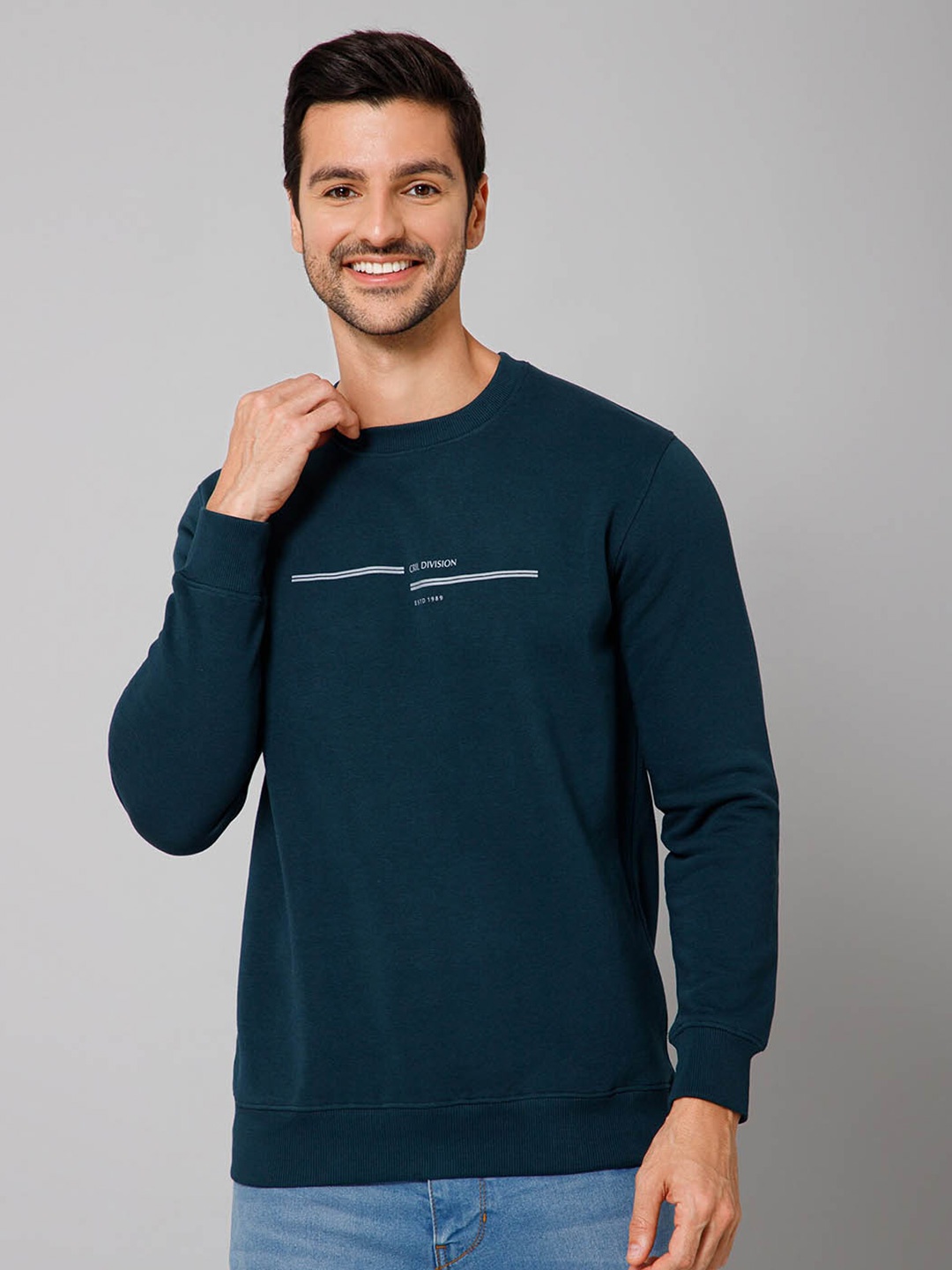 

Cantabil Round Neck Long Sleeves Fleece Pullover Sweatshirt, Green