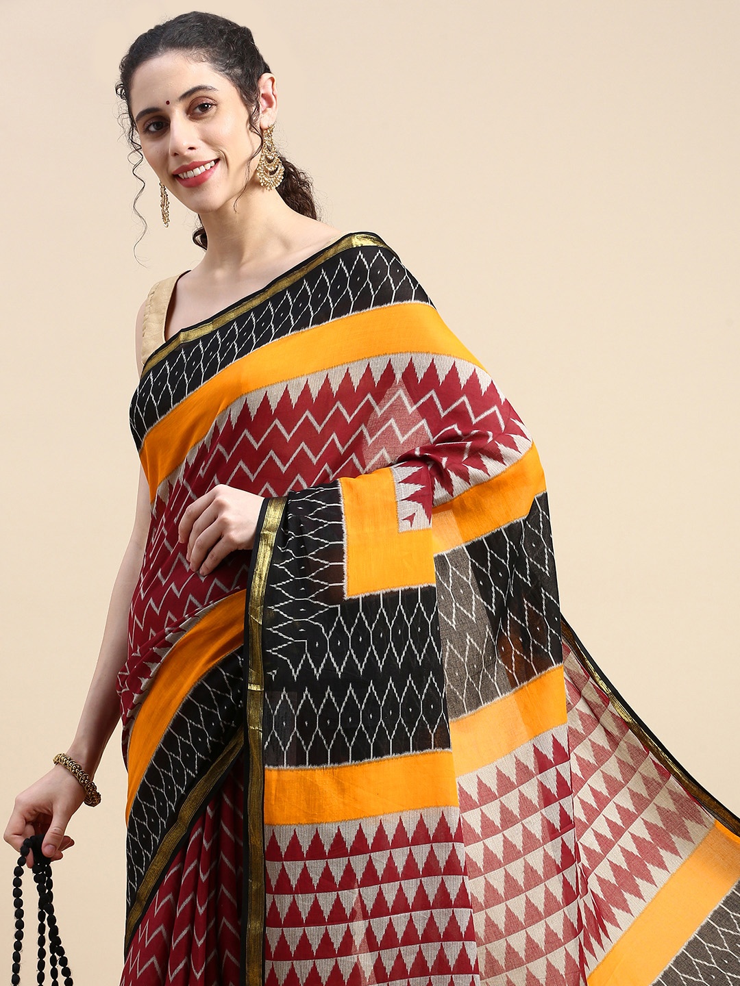 

SHANVIKA Printed Pure Cotton Saree, Maroon