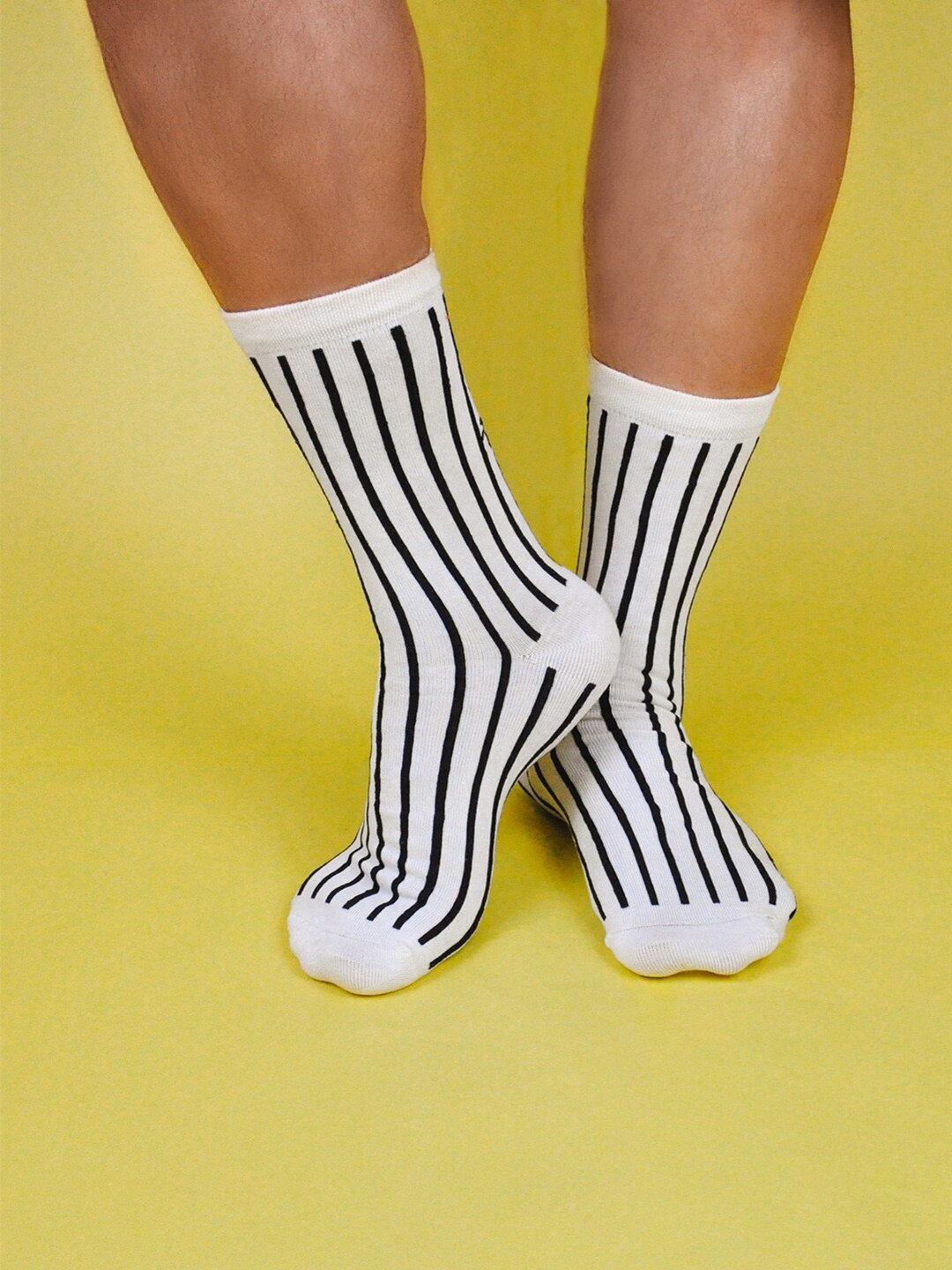 

TalkingSox Unisex Pack Of 4 Striped Calf Length Socks, White
