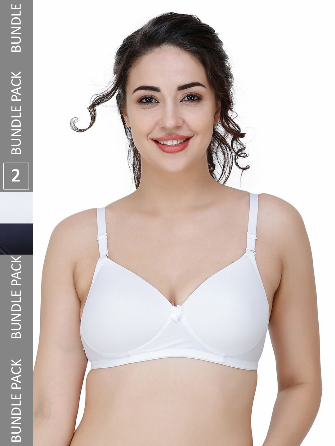 

College Girl Navy Blue & White Bra Full Coverage Lightly Padded