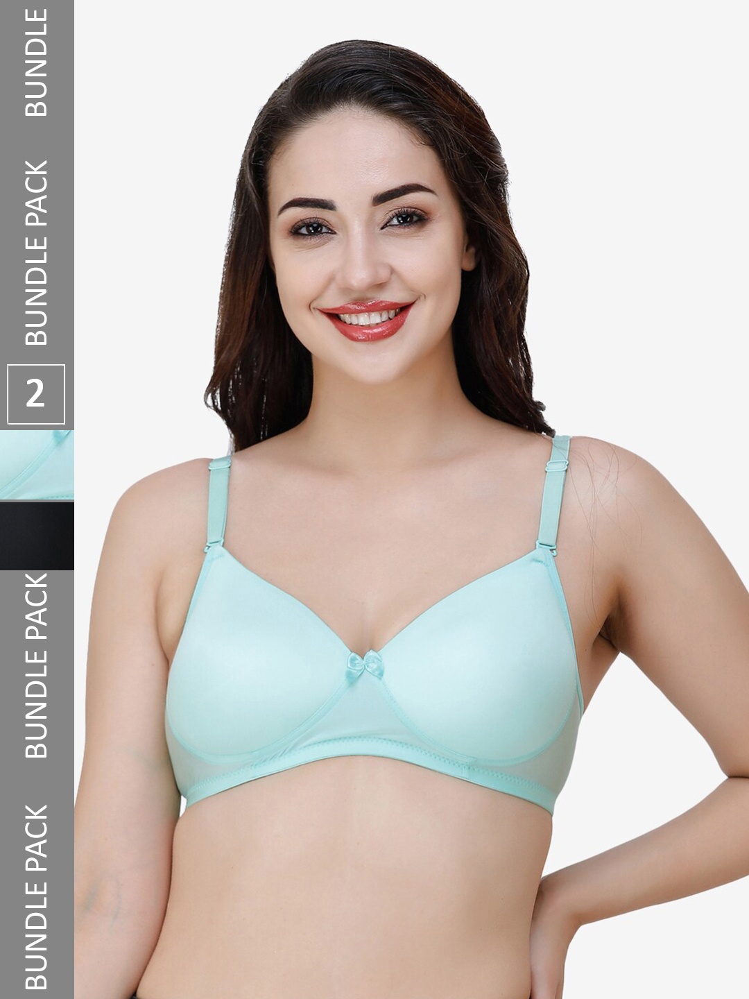 

College Girl Black & Sea Green Bra Full Coverage Lightly Padded