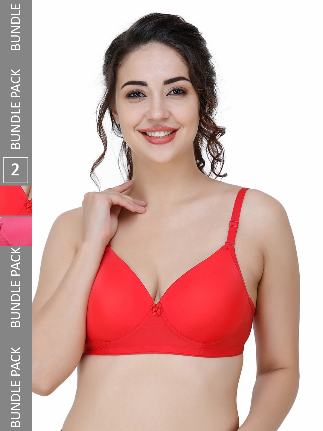 

College Girl Red & Pink Bra Full Coverage Lightly Padded