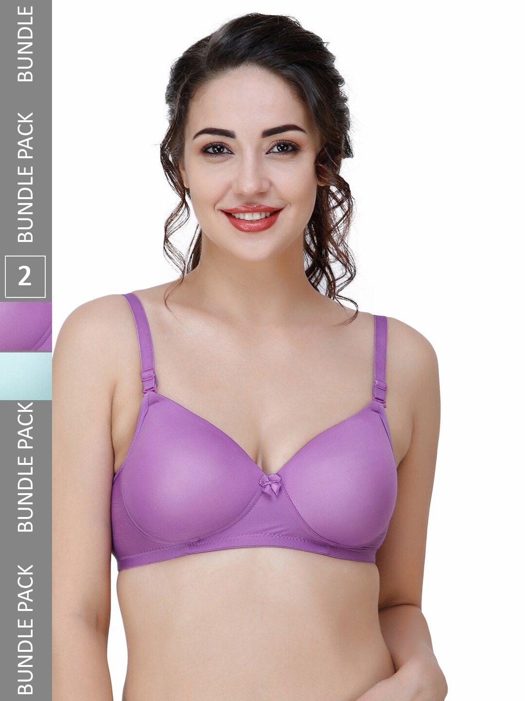 

College Girl Green & Purple Bra Full Coverage Lightly Padded