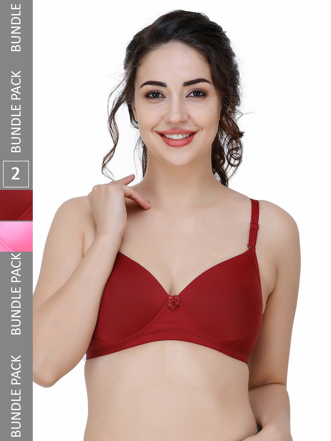 

College Girl Pink & Maroon Bra Full Coverage Lightly Padded