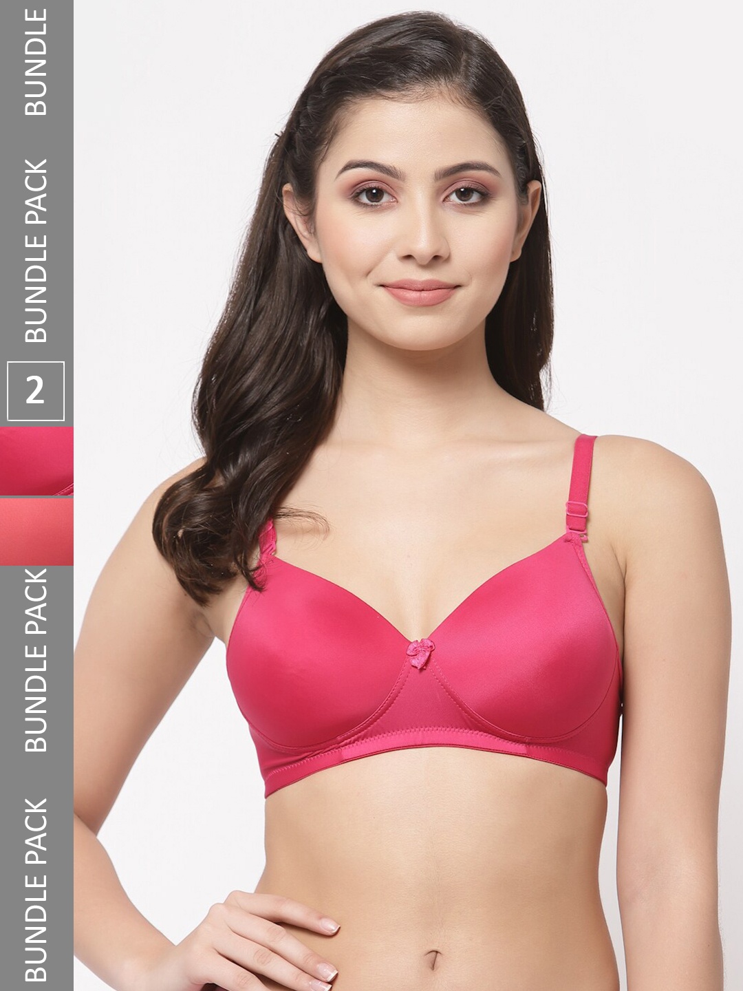 

College Girl Pack Of 2 Full Coverage Lightly Padded All Day Comfort T-shirt Bra, Pink