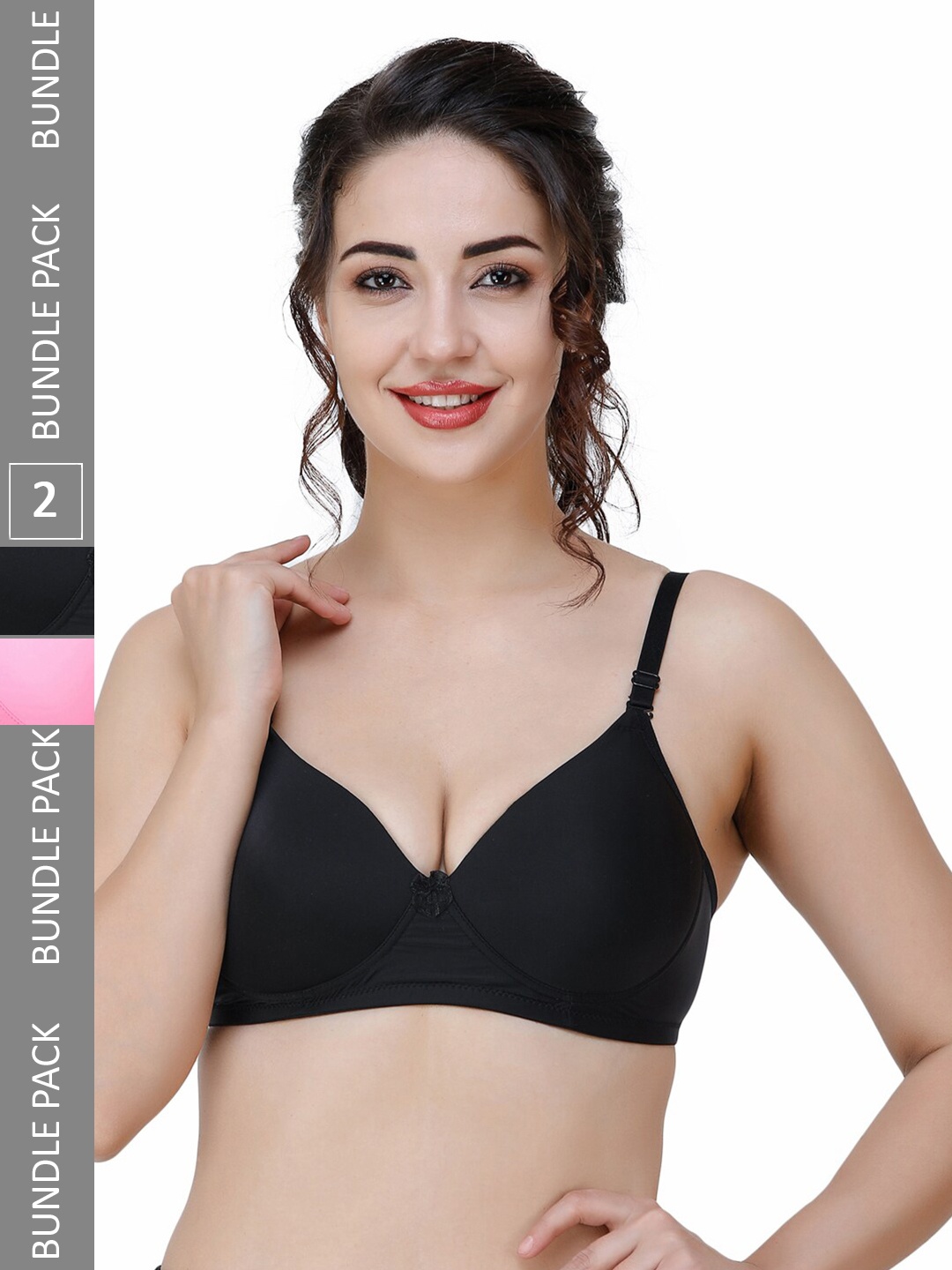 

College Girl Black & Pink Bra Full Coverage Lightly Padded