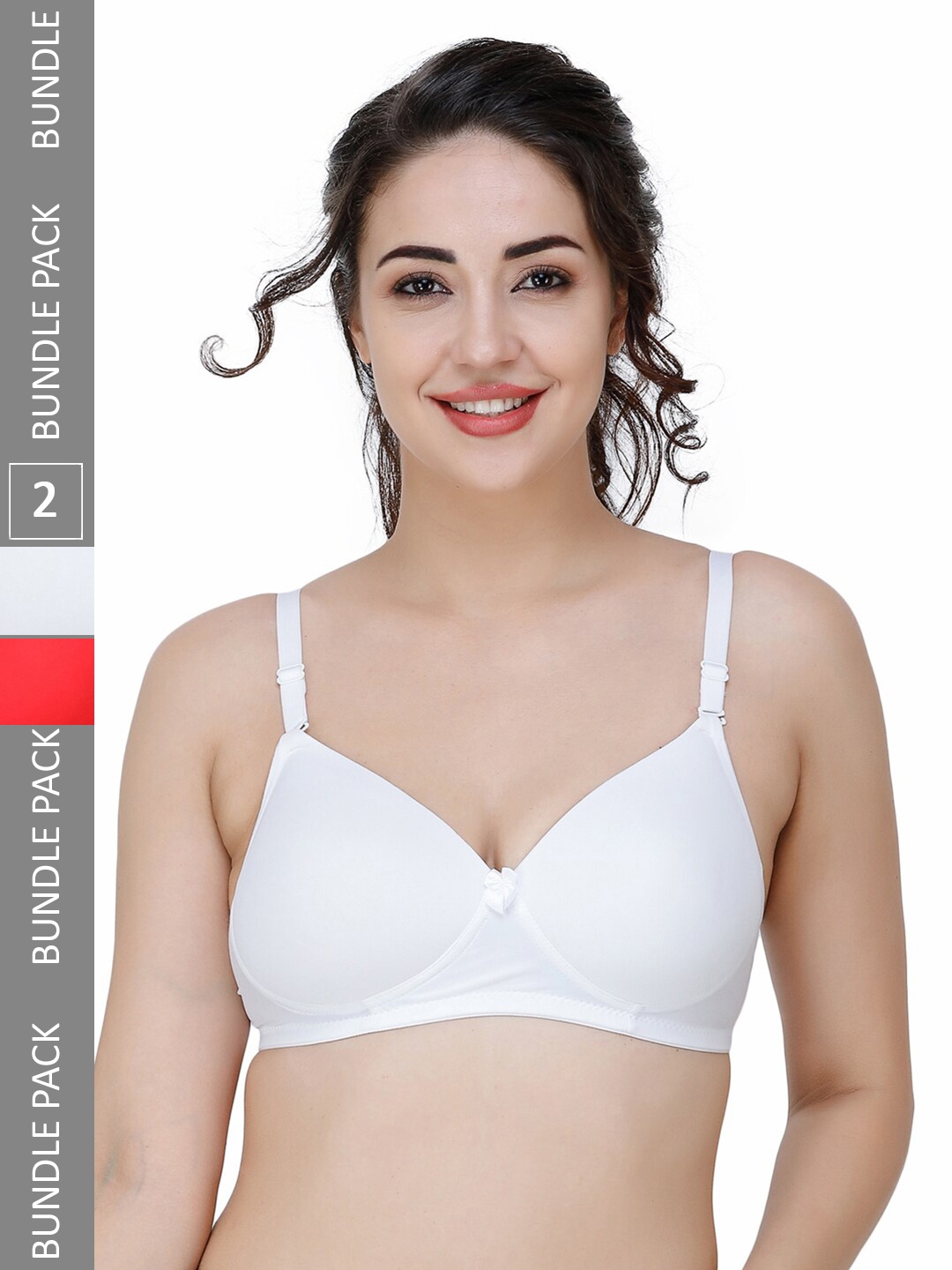 

College Girl Pack Of 2 Full Coverage Lightly Padded All Day Comfort T-shirt Bra, Red