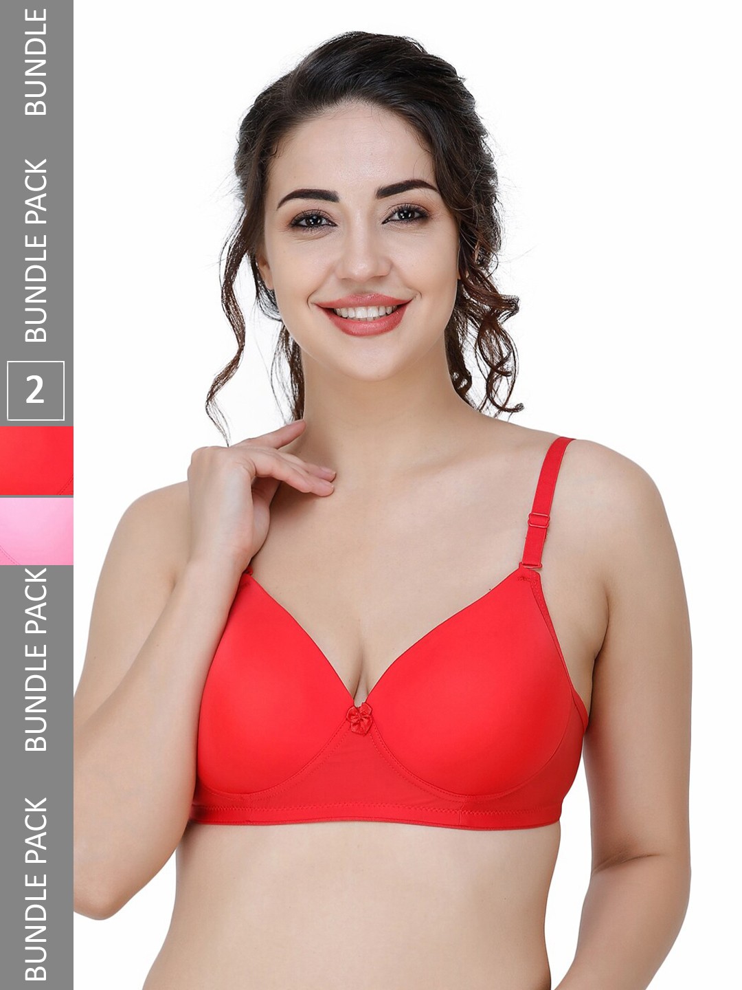 

College Girl Pack Of 2 Full Coverage Lightly Padded T-Shirt Bra With All Day Comfort, Pink