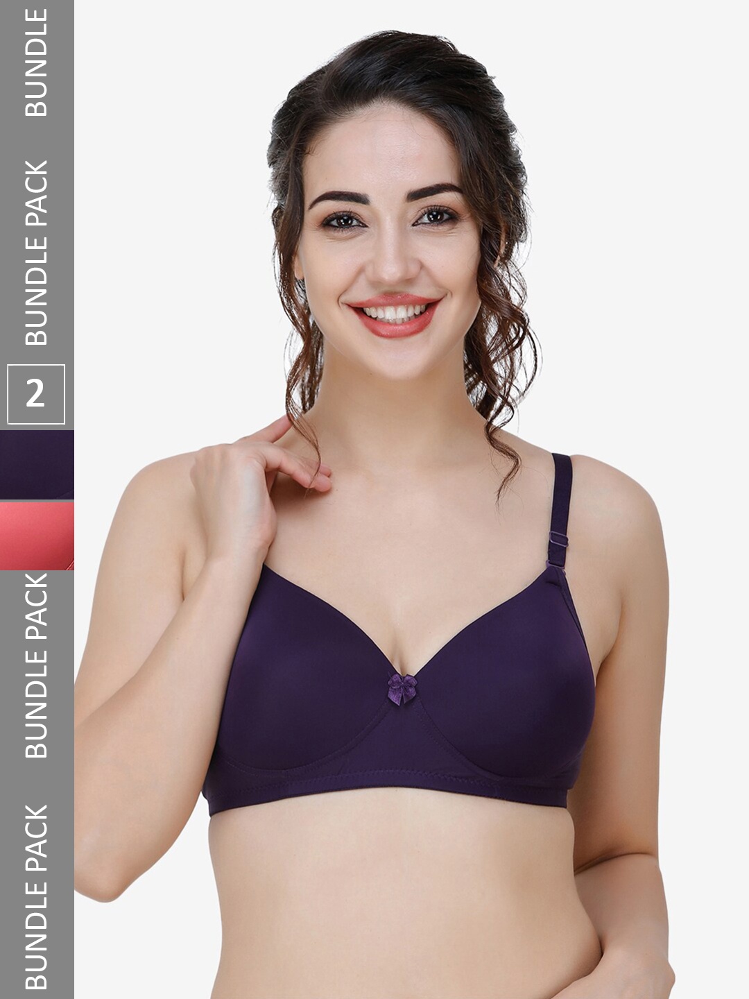 

College Girl Pack Of 2 Full Coverage Lightly Padded T-Shirt Bra With All Day Comfort, Purple