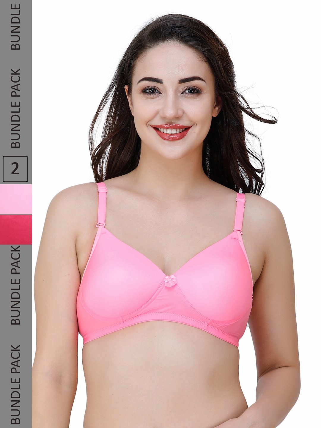 

College Girl Pack Of 2 Full Coverage Lightly Padded All Day Comfort T-shirt Bra, Pink