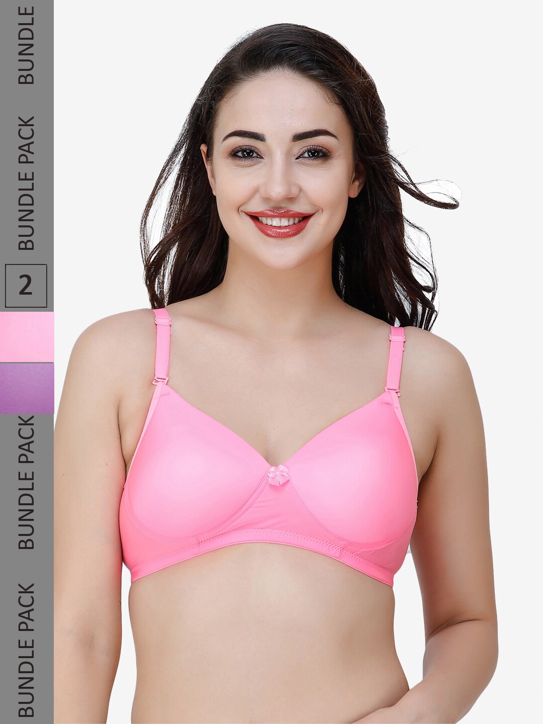 

College Girl Pack Of 2 Full Coverage Lightly Padded T-Shirt Bra With All Day Comfort, Pink