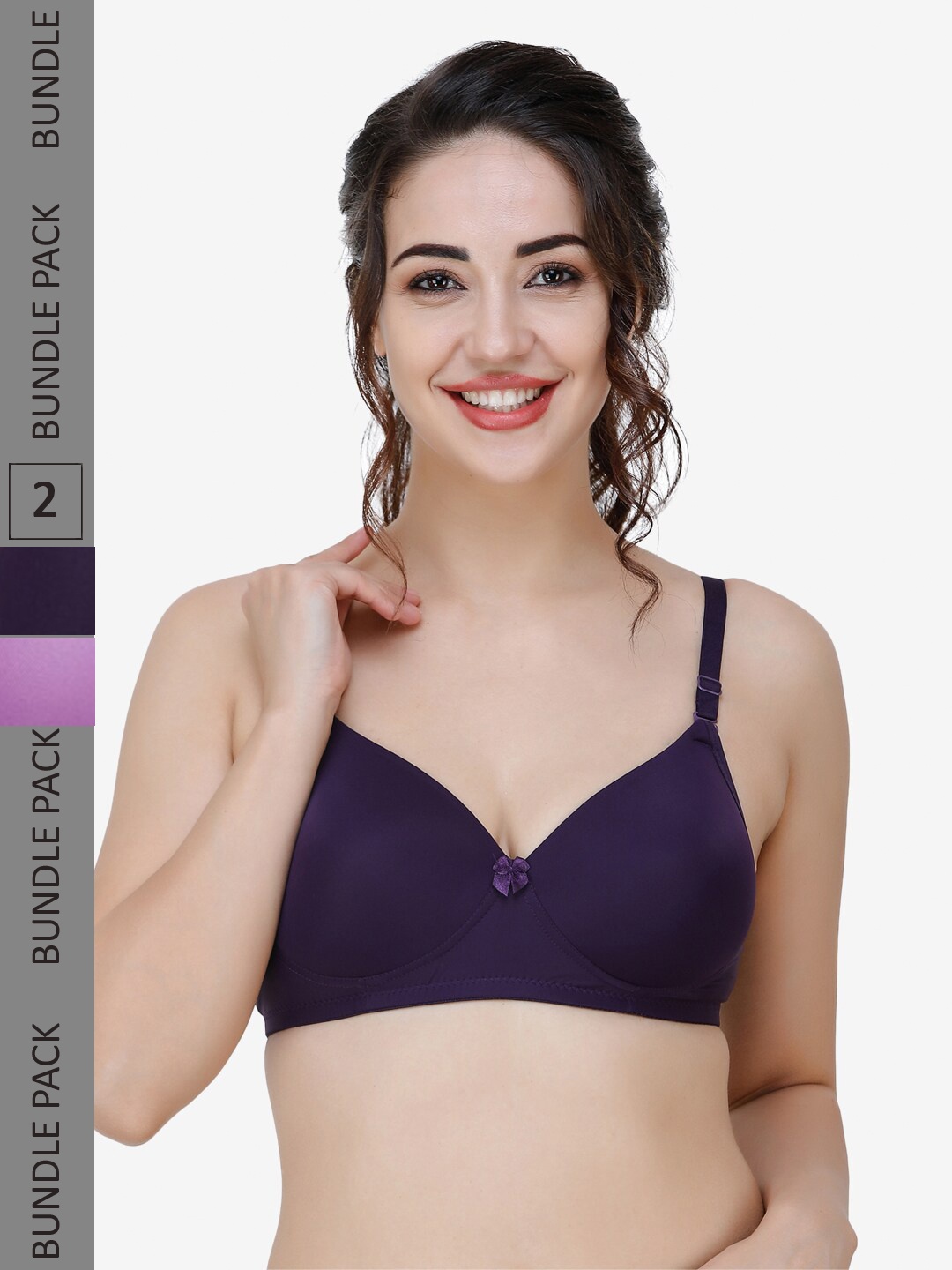 

College Girl Pack Of 2 Full Coverage Lightly Padded T-Shirt Bra With All Day Comfort, Purple