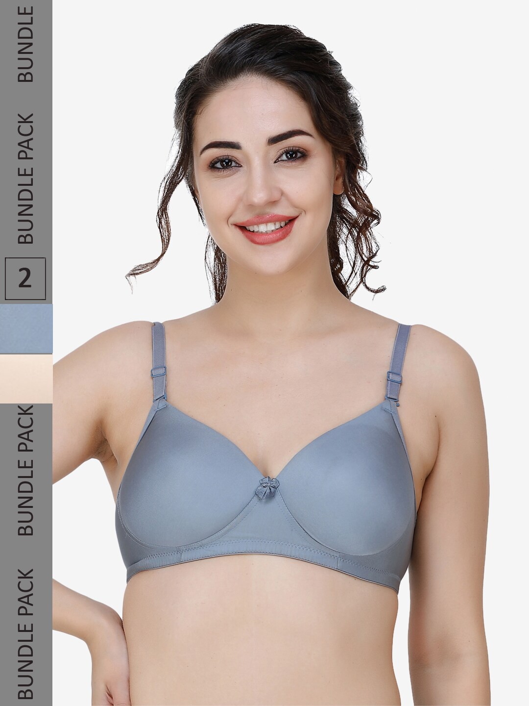 

College Girl Pack Of 2 Full Coverage Lightly Padded T-Shirt Bra With All Day Comfort, Grey