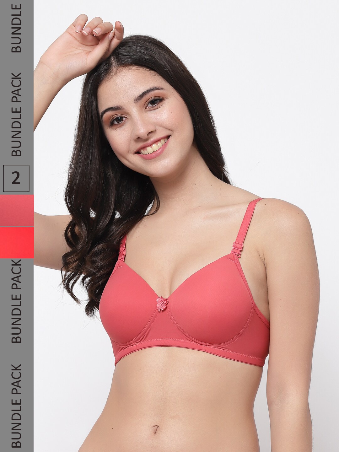 

College Girl Pack Of 2 Full Coverage Lightly Padded All Day Comfort T-shirt Bra, Coral